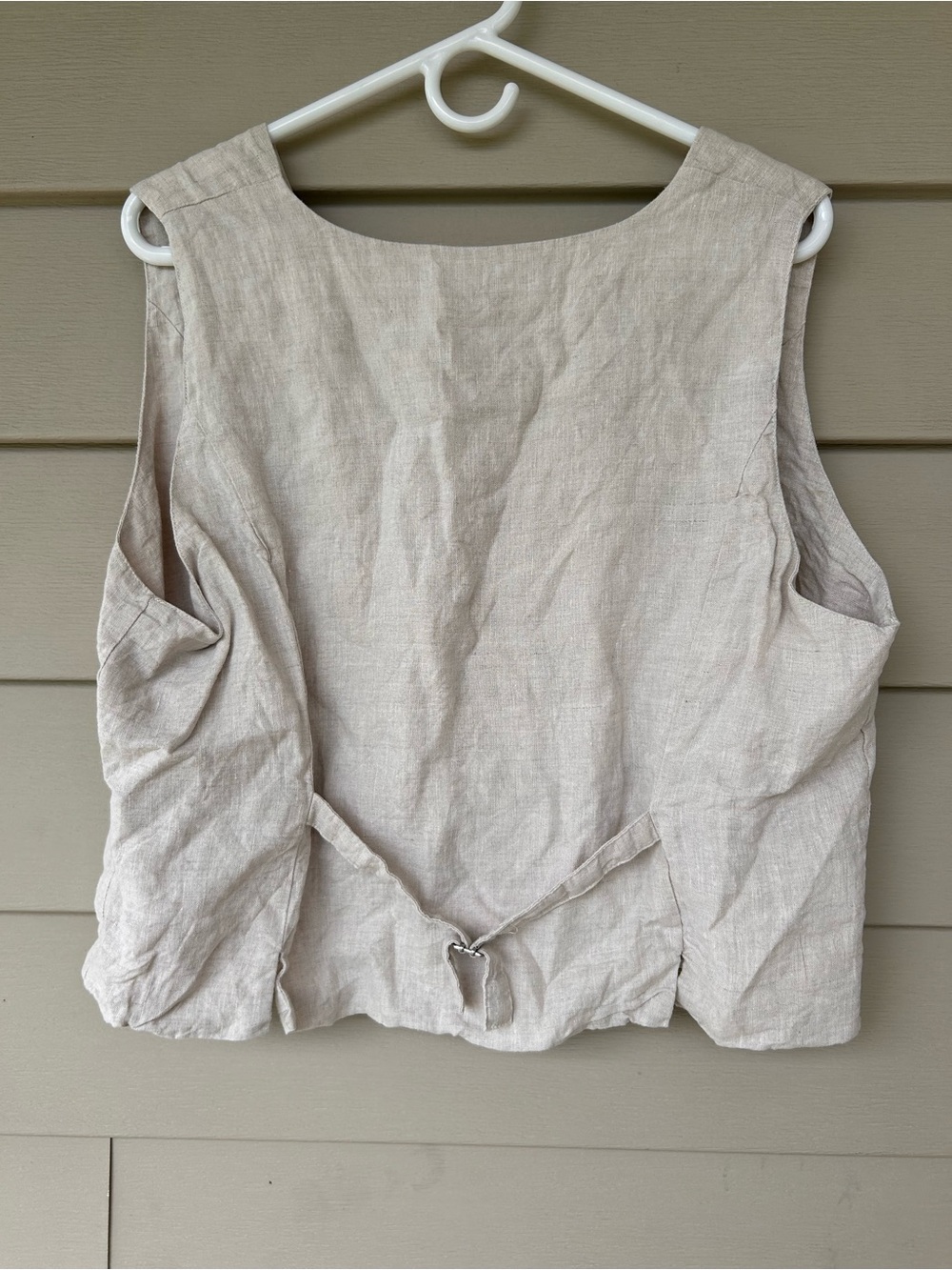 Amazhuyu Natural Linen Button-Front Camisole in Beige - Picture 4 of 4